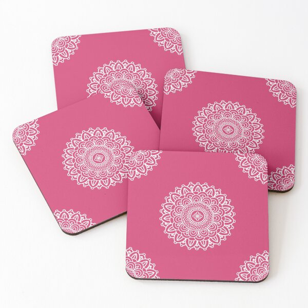 Item preview, Raspberry Sorbet White Zentangle Mandala  designed and sold by MysticMagpie.