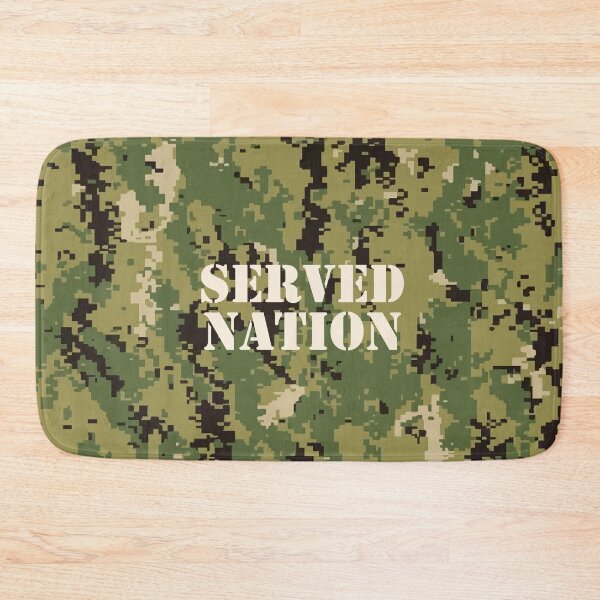 Item preview, Marine Pattern (MARPAT), NWU typeIII AOR-2, digital camouflage pattern swatch. US. Marines, US.navy - text: SERVED NATION  typographic designed and sold by NineJuly.
