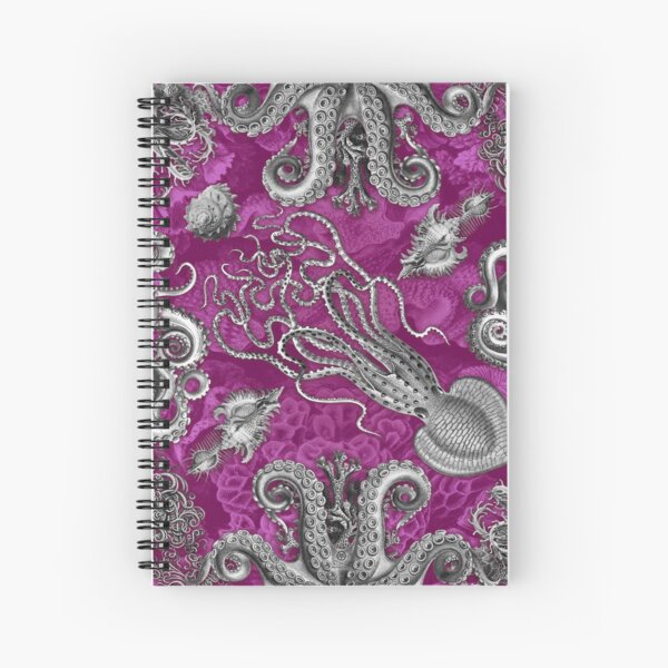 Octopus Squid Kraken Art Tentacles Seashell Deep Sea Ocean Creatures Lover (Pink, Alt) Spiral Notebook