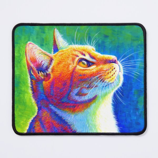 Item preview, Anticipation - Psychedelic Rainbow Orange Tabby Cat designed and sold by Rebecca Wang.