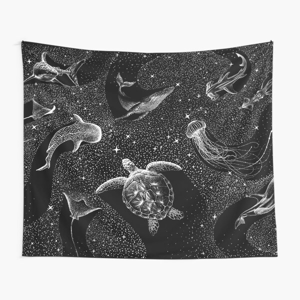 Black and white ocean tapestry hot sale