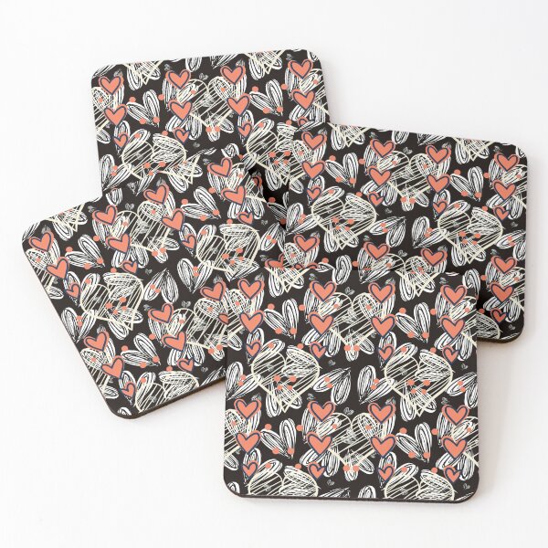 Item preview, Red And Beige Heart Doddles Valentines Day Anniversary Pattern designed and sold by Designs By YL.