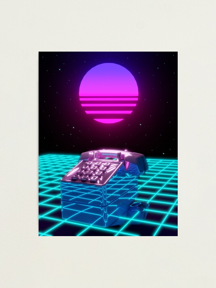 Thumbnail 1 of 3, Photographic Print, 80s Telephone Retrowave Art designed and sold by djspacegr.