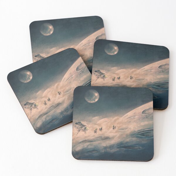 Item preview, Blue foggy planet (astronauts, spaceship, moon)  designed and sold by ShrimpinShlick.