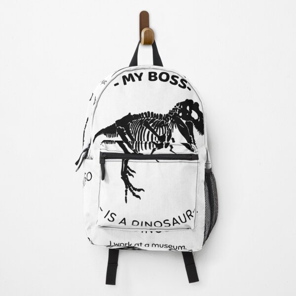 Item preview, My Boss Is A Dinosaur I Work At a Museum Dinosaur Skeleton Funny Design Black designed and sold by InterpreTees.