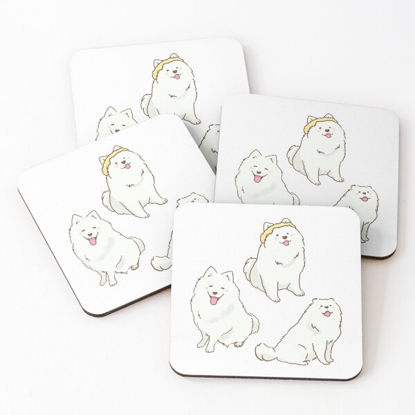 Item preview, samoyed dogs smiling with tongue out stickers designed and sold by Mayarart.