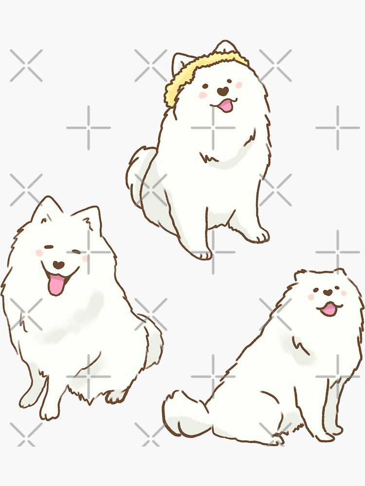 samoyed dogs smiling with tongue out stickers