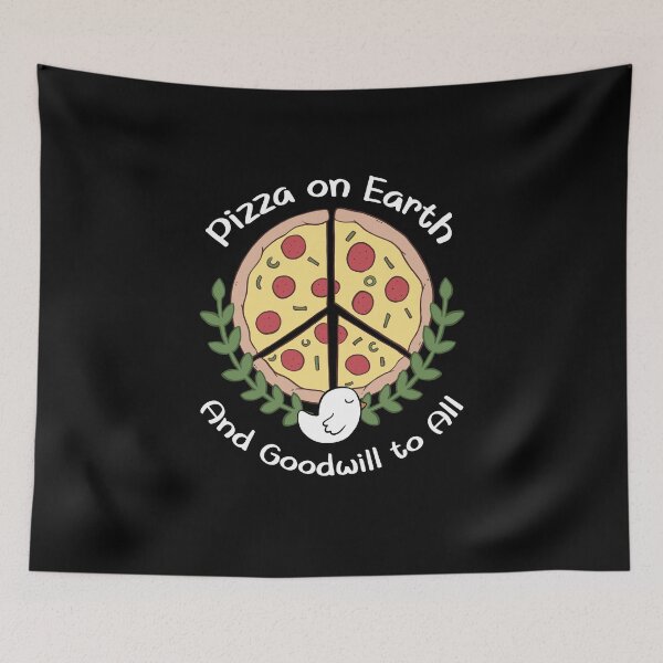 Item preview, Pizza on Earth (Peace on Earth) Food Pun designed and sold by sunburstdesigns.