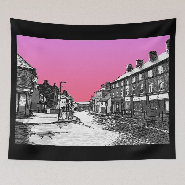 Item preview, Penistone High Street Art Print Pink Sky designed and sold by summattodraw.