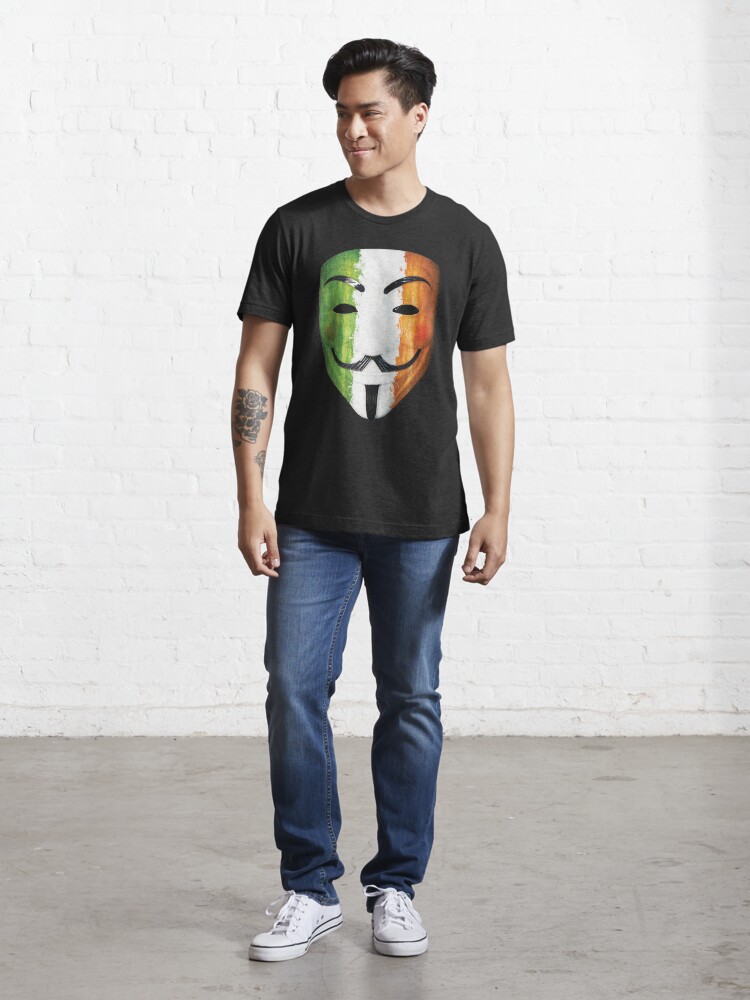 Thumbnail 5 of 7, Essential T-Shirt, Annoymous Mask Ireland Flag designed and sold by Alan James.