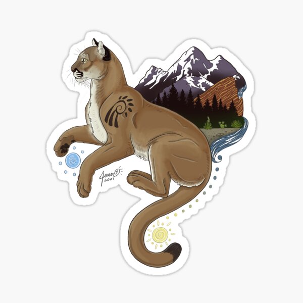 Vista previa del artículo con la obra «León de montaña y hábitats», diseñado y vendido por Corvola Creations.