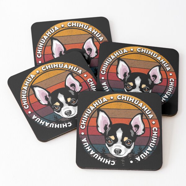 Item preview, Long haired Chihuahua art distressed sunset retro dog face design designed and sold by SamRVstore.