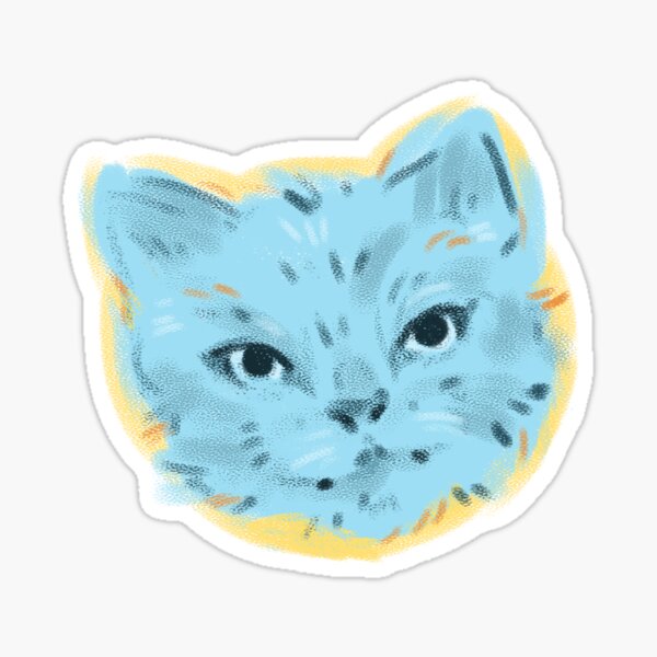 "Blue Cat" Sticker by beansbegone Redbubble