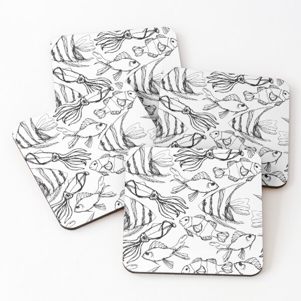 Item preview, Underwater Fish- Black on White designed and sold by PaintInTheNight.