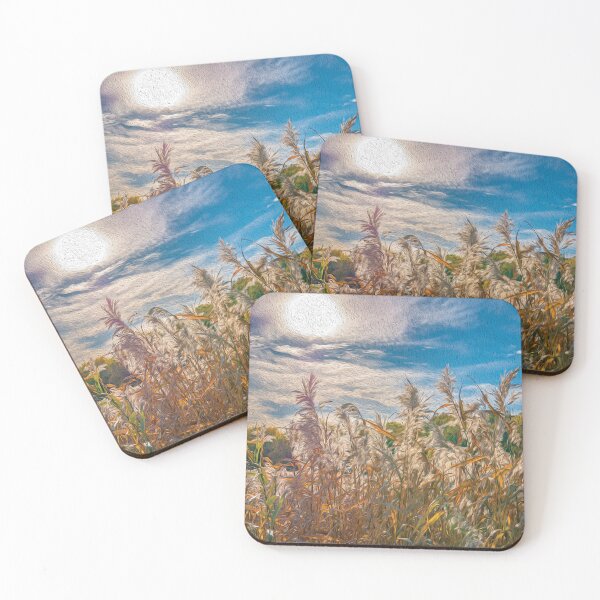 Item preview, Field of common reeds under the evening sun light - designed and sold by FelCastro.