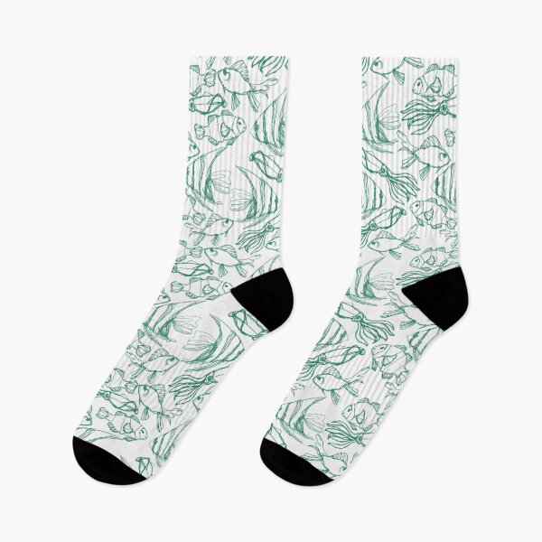 Item preview, Underwater Fish - Teal on White designed and sold by PaintInTheNight.