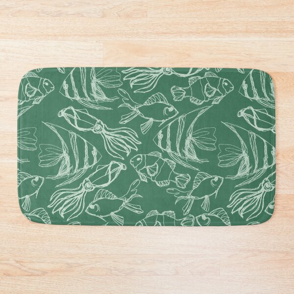Item preview, Underwater Fish- White on Seagreen designed and sold by PaintInTheNight.
