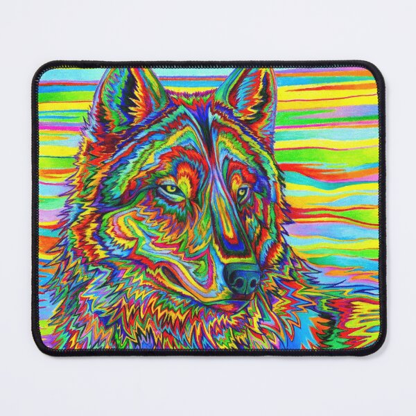 Item preview, Colorful Psychedelic Rainbow Trippy Wolf designed and sold by Rebecca Wang.