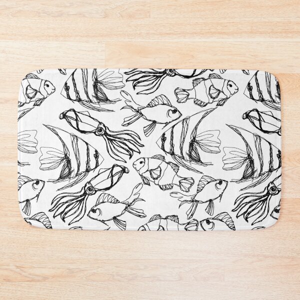 Item preview, Underwater Fish- Black on White designed and sold by PaintInTheNight.