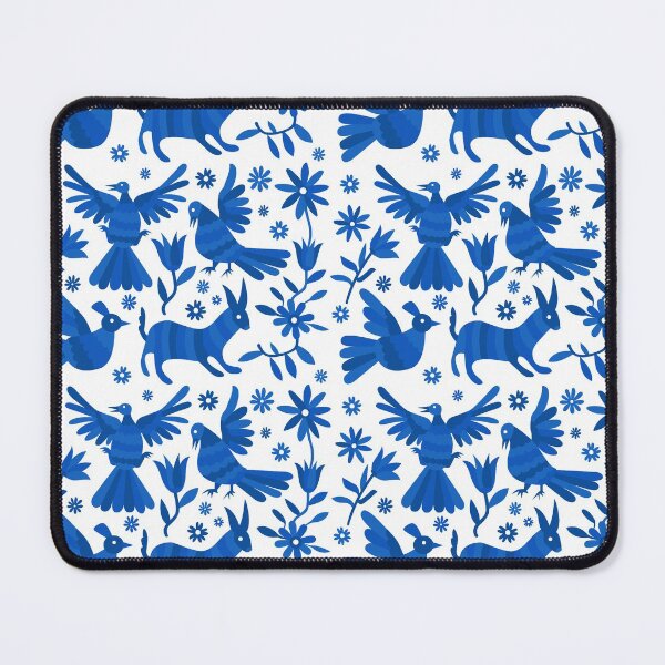 Item preview, otomi, blue otomi texture, mexican otomi, mexican art, mexican craft, mexican folk, otomi texture, mexican pattern, flowers, birds, animals, blue designed and sold by Terevela.