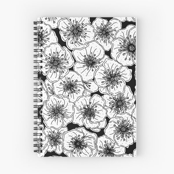 Item preview, White on black flowers designed and sold by mak-hamlet.