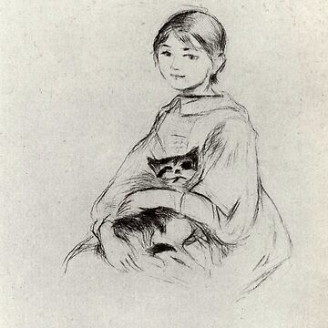 Artwork thumbnail, 'A Girl With A Cat' by Morisot (Reprint) by Classic Visions Gallery