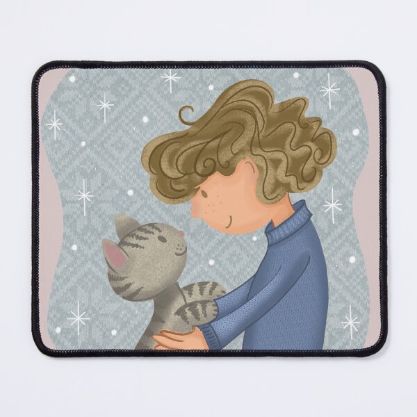 Artikelvorschau, Ich bin froh, dass du mein Freund bist (ein Junge und seine Katze) süße Illustration entworfen und verkauft von Dotblossom.