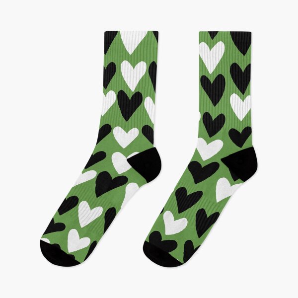 Item preview, Black and white hearts green background  designed and sold by DemonicGloom.