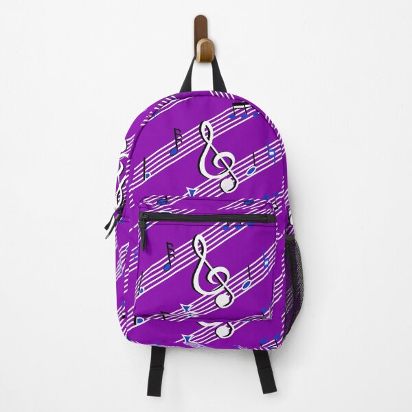 Item preview, Music Symbols on Slanted White Music Bars against a Purple Background designed and sold by ThisNThatImages.