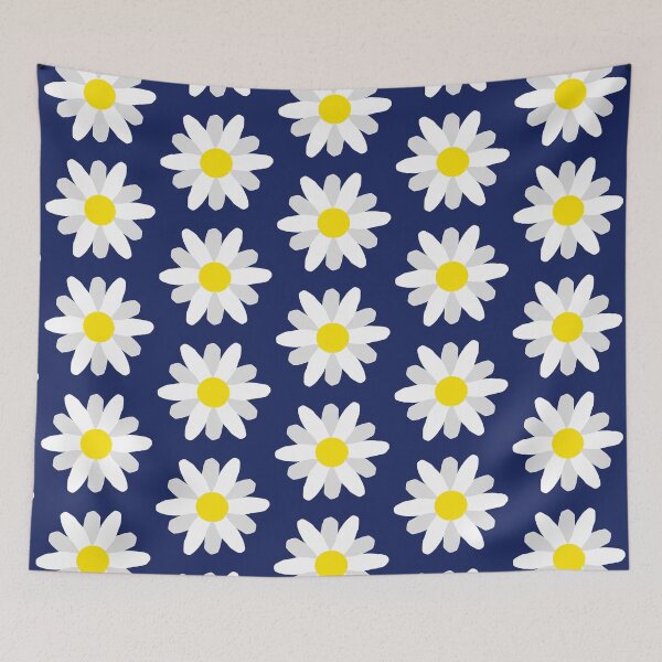 Item preview, Daisy print navy blue background  designed and sold by DemonicGloom.