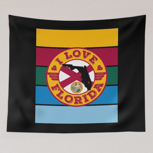 Item preview, I Love Florida Map and State Flag Retro Sunset designed and sold by Worldesigns by Artsiren.