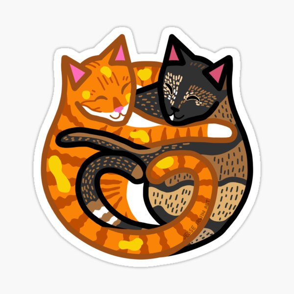 Jorts and Jean Cuddling Cats - Buttered Sticker