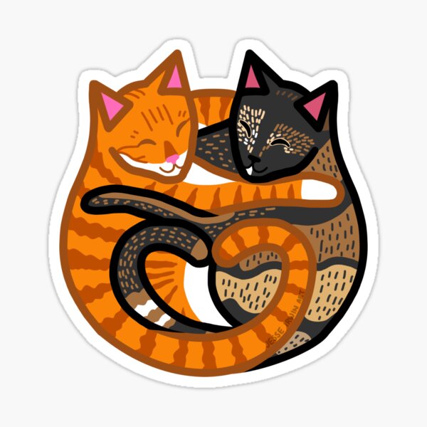Jorts and Jean Cuddling Cats Sticker
