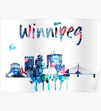 Colorful watercolor Winnipeg skyline Poster