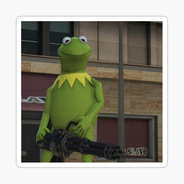 "Kermit With Gun Sticker" Sticker by RocketBuster Redbubble