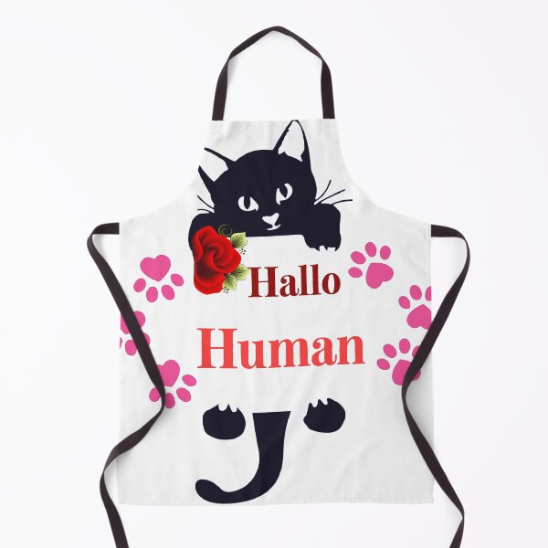 Item preview, Black cat with Red flowers says hallo human designed and sold by hagrashraf.