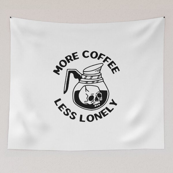 Item preview, More Coffee Less Lonely, Skull Coffee Pot, Black designed and sold by anghelapparel.