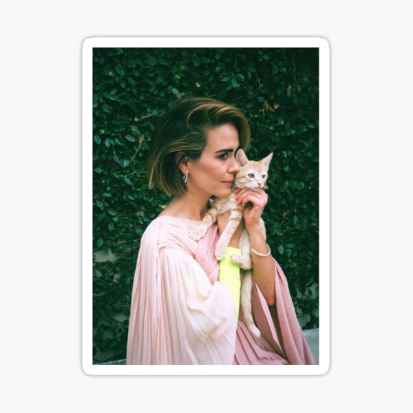 "Sarah Paulson, Sarah Paulson is carrying a little cat" Sticker for