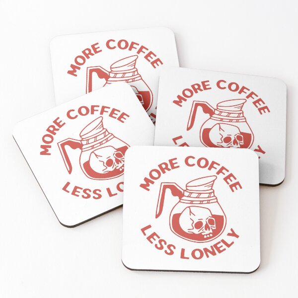 Item preview, More Coffee Less Lonely, Skull Coffee Pot, Red designed and sold by anghelapparel.
