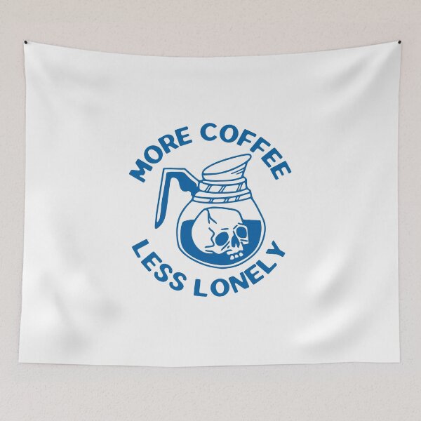 Item preview, More Coffee Less Lonely, Skull Coffee Pot, Blue designed and sold by anghelapparel.