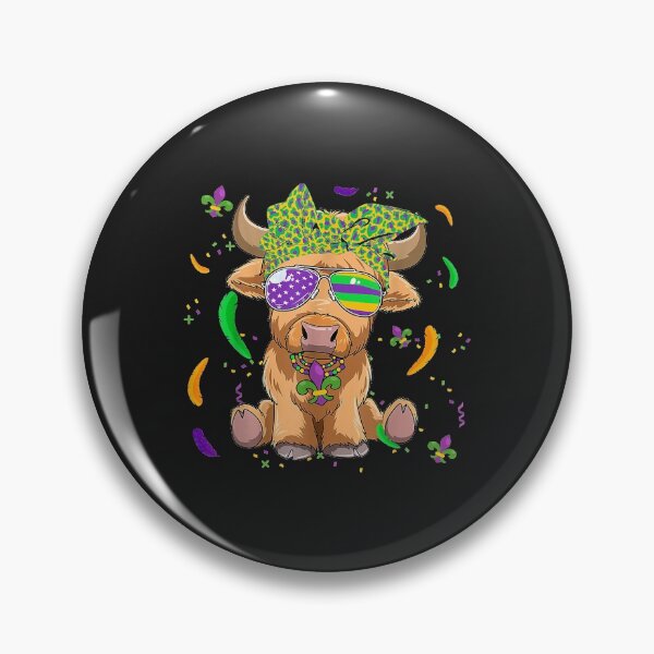 Item preview, Funny Highland Cow Wear Headband Glasses Feathers Mardi Gras designed and sold by minadebbieark.
