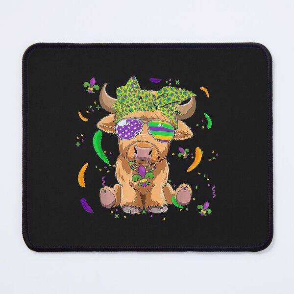 Item preview, Funny Highland Cow Wear Headband Glasses Feathers Mardi Gras designed and sold by minadebbieark.
