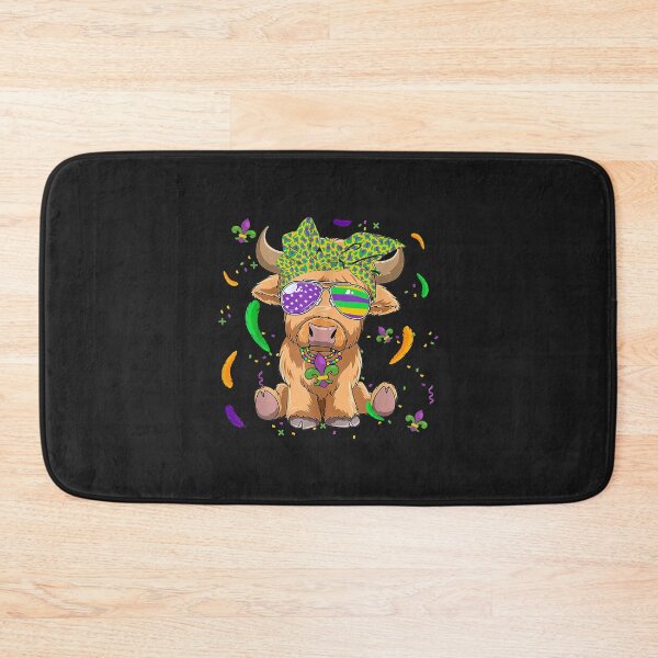 Item preview, Funny Highland Cow Wear Headband Glasses Feathers Mardi Gras designed and sold by minadebbieark.
