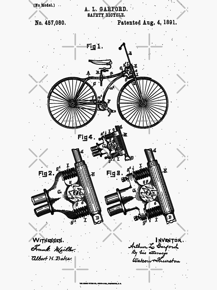 "Safety Bicycle Patent" Sticker by AKindChap Redbubble
