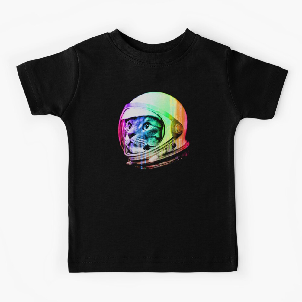 Astronaut Space Cat (digital rainbow version) Kids T-Shirt