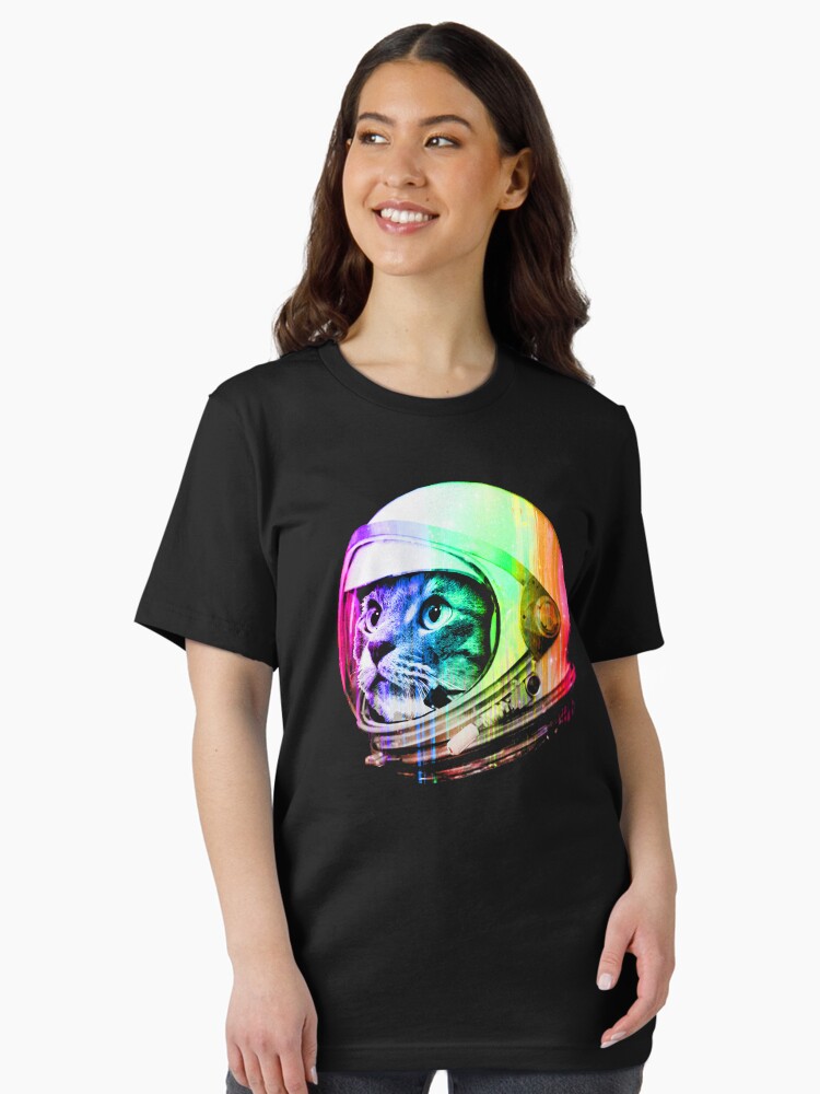Thumbnail 2 of 7, Essential T-Shirt, Astronaut Space Cat (digital rainbow version) designed and sold by robotface.