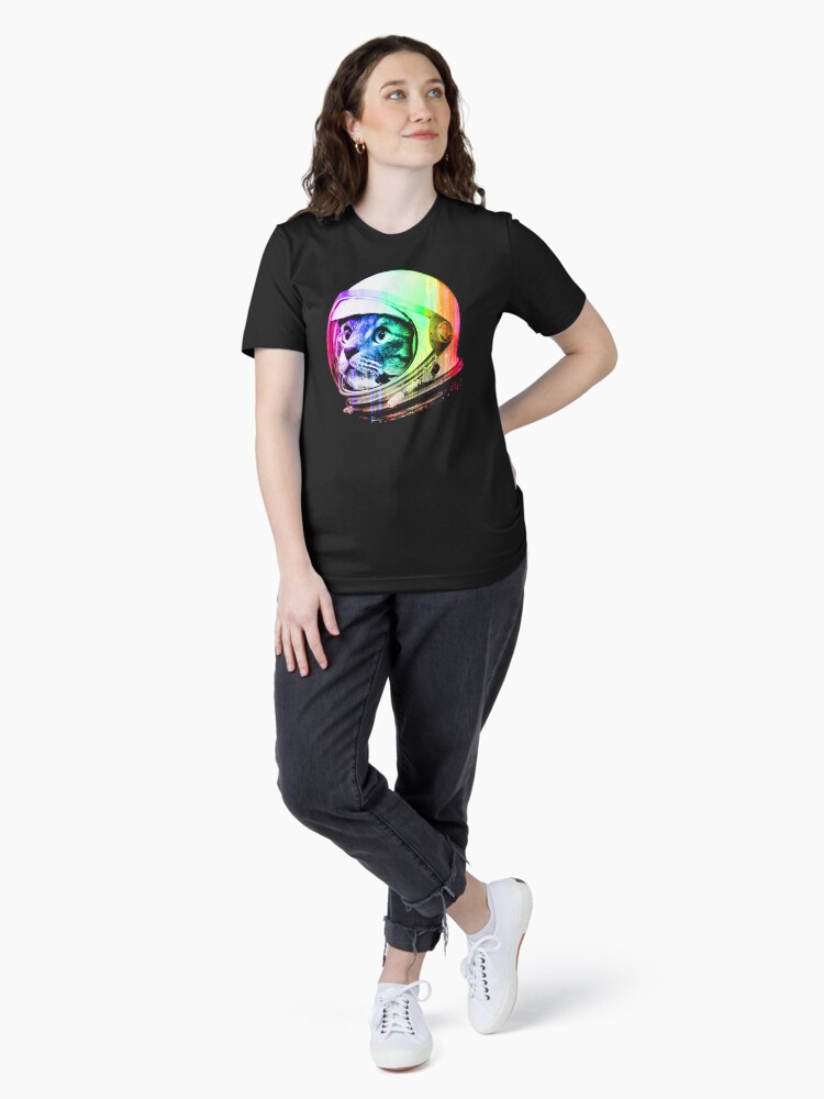 Thumbnail 4 of 7, Essential T-Shirt, Astronaut Space Cat (digital rainbow version) designed and sold by robotface.