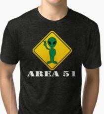 Alien Transit Sign T-shirt Martian UFO Area 51 Tshirt Tri-blend T-Shirt
