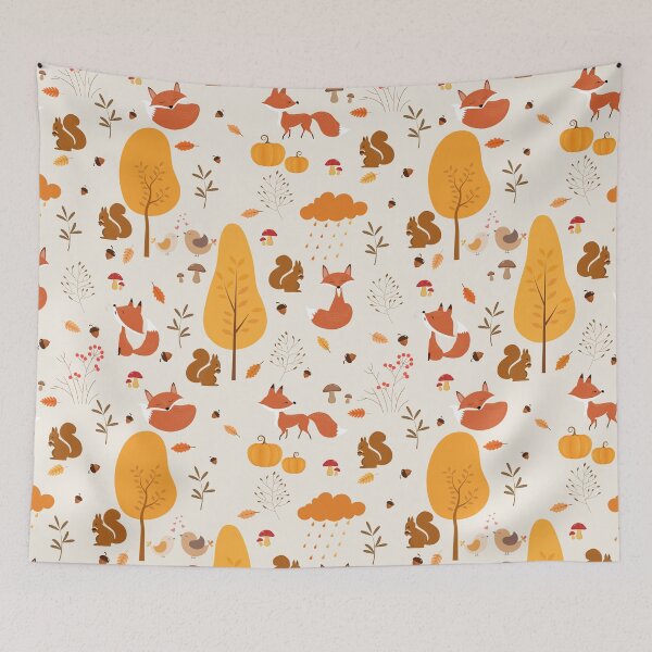 Item preview,  Autumn with cute Foxes and squirrels designed and sold by Mnightsa.