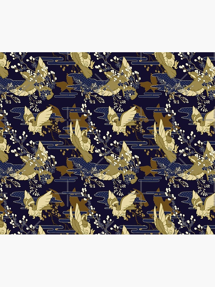Aperçu 5 sur 5. Tapis de souris avec l'œuvre Fleurs et oiseaux créée et vendue par HybridDragoness.